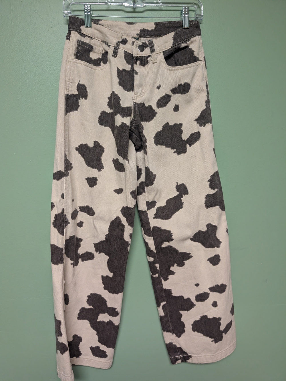 wild fable Black and Cream Cow-Print Straight Leg Pants